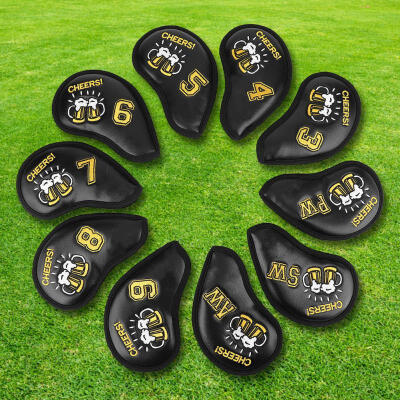 

Greensen 10PCS PU Golf Iron Head Covers Club Driver Headcovers Set Zipper Opening 3 PW SW AW