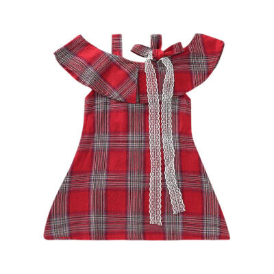 

Cute Plaid Print Short Sleeve Sling Dress Kids Girls Mesh Princess Dresses