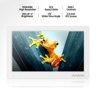 

Andoer 116 Inch Digital Photo Picture Frame FHD 19201080 IPS Screen Support CalendarClockMP3Photos1080P Video Player with