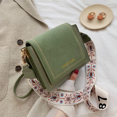 

Bag female new Korean fashion casual wide shoulder strap contrast color single shoulder diagonal package small square ba