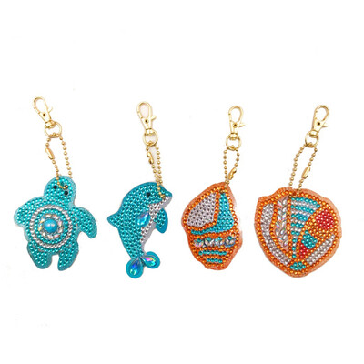 

Siaonvr 4Pcs DIY Toy 5D Diamond Painting KeyRing Key Chain Pendant Gift