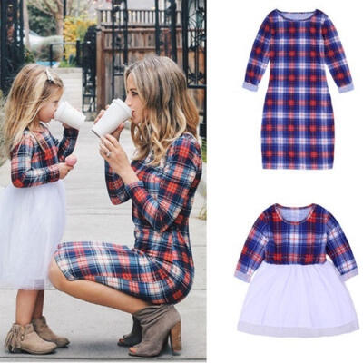 

Mother Daughter Long Sleeve Casual Dresses Family Matching Outfits Clothes