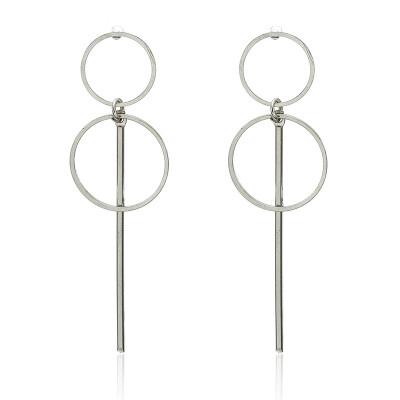 

Simple fashion gold color Silver plated geometric Long Circle earrings for women fashion big hollow drop earrings jewelry