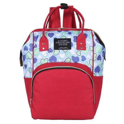 

Hit Color Heart Print Mommy Travel Backpacks Maternity Nappy Top-handle Bag