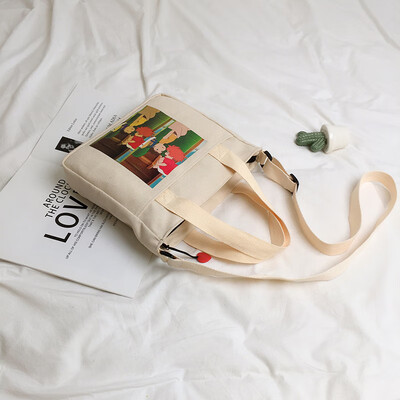 

All-in-one one-to-one one-way cute&fresh summer college students&one-shoulder solar-series canvas bag for college stud