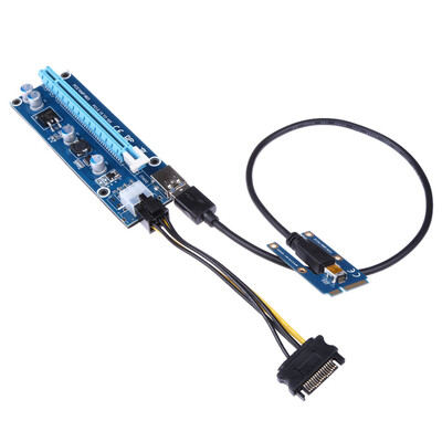 

USB 30 PCI-E Express 1x to16x Extender Riser Card Adapter SATA 6Pin Power