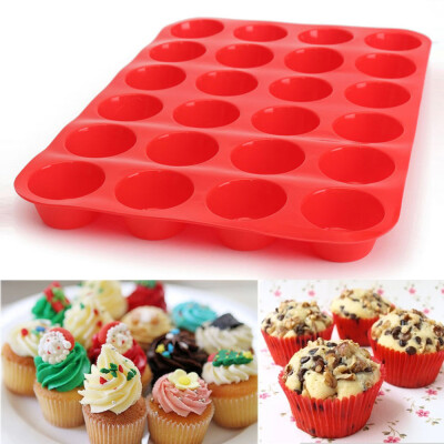 

JPGIF 24 Cavity Mini Muffin Silicone Soap Cookies Cupcake Bakeware Pan Tray Mould