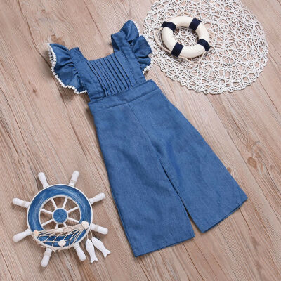 

Toddler Baby Kids Girls Ruffle Denim Romper Bodysuit Jumpsuit Outfits Clothes