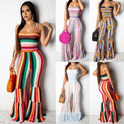 

Women Sleeveless strap Wide Legs Bodycon Jumpsuit Romper Trousers Clubwear