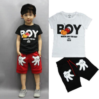 

Mickey Mouse 2pcs Kids Baby Boy T-shirt TopsShorts Pants Outfit Toddler Clothes