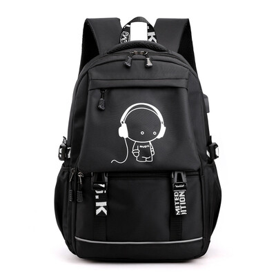 

School bag in the computer bag mens luminous usb outdoor backpack casual backpack