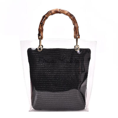 

2pcsset PVC Clear Shoulder Handbags Clutch Women Chain Crossbody Bags