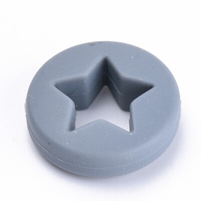 

Food Grade Environmental Silicone Beads Chewing Beads For Teethers DIY Nursing Necklaces Making Flat Round with Star SlateGray