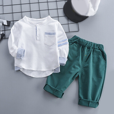 

Autumn Children Baby Boys Casual Long Sleeve Striped Print T-shirt Blouse TopsPants Trouser Set