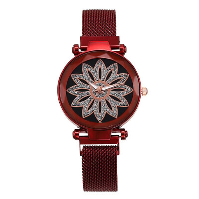 

Fashionanle Stylish Casual Flower Starry Dial Face Women Watch Wristwatch with Magnet Strap Band