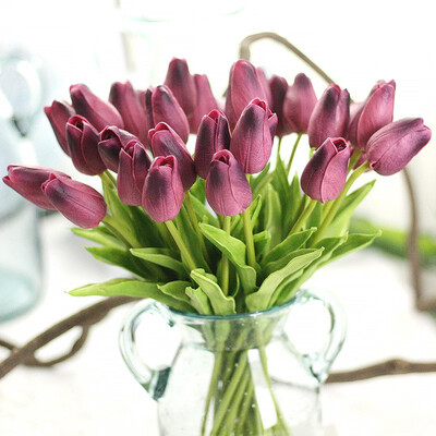 

FUNNYBUNNY 4pcs Artificial Flowers Tulips Wedding Bouquets Flowers PU Tulips Flowers Arrangement Bouquet Home Party WeddingDecor