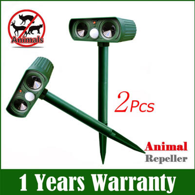 

2pcs Outdoor Solar Ultrasonic Pest Animal Bird Cat Dog Repeller Repellent