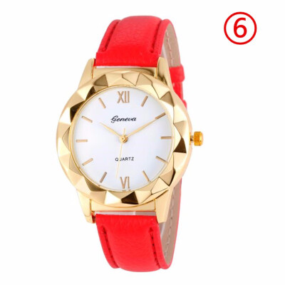 

Hot Selling Women Watches Geneva Irregular Dial Ladies Simple Quartz Wristwatch Featured Leather Strap Clock Relogio Feminino