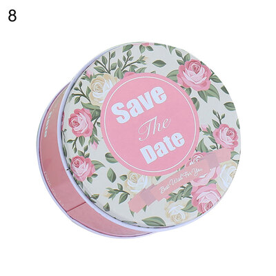 

Flower Flamingo Print Tinplate Wedding Candy Storage Box Round Trinket Organizer