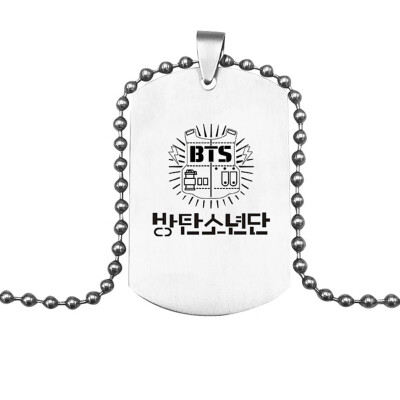 

KPOP BTS Bangtan Boys Same Paragraph Necklace Stainless Steel Letter Lettering Pendant Necklace Boys Girls Necklace Gifts for Fans