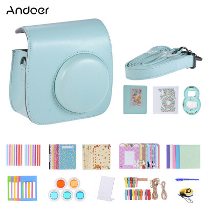 

Andoer 14 in 1 Instant Camera Accessories Bundle Kit for Fujifilm Instax Mini 988 include CaseStrapStickerSelfie Lens5 Filt