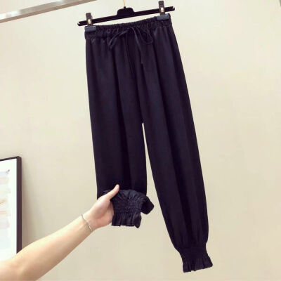 

Women Pants Fashion Female Solid Color Mid Waist Harem Pants Pencil Trousers Drawstring Pockets Casual Pants Streetwear