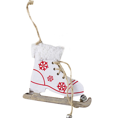 

〖Follure〗Snowflake Pattern Wooden Sleds Boots Christmas Xmas Tree Hanging Pendant Red