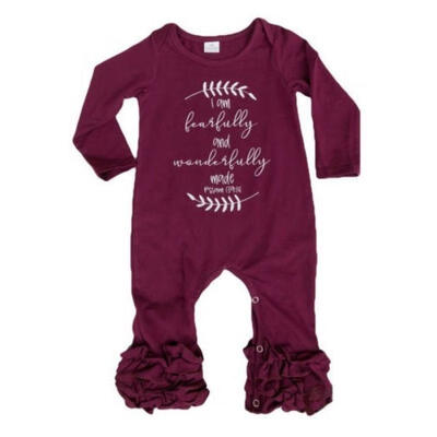 

Baby Girl Long Sleeve Letter Print Ruffles Cotton Jumpsuit