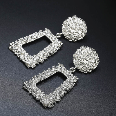 

Exaggerated Pund Style Drop Earrings For Women Golden Silver Color Square Geometric Earrings Wholesale