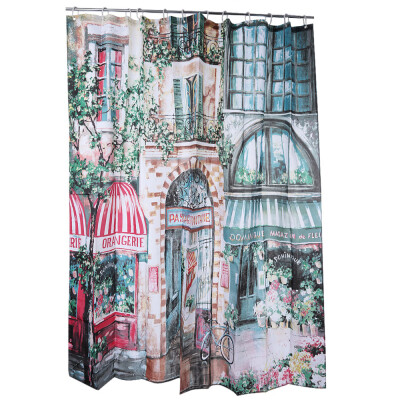 

Retro Coffeehouse Pattern Water-resistant Bathing Shower Curtain Bathroom Decor