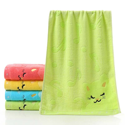 

Bamboo Fiber Childrens Jacquard Embroidered Musical Notes Cat Soft Absorbent Towel Bathroom Products