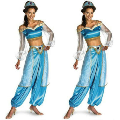 

UK Halloween Aladdin Princess Jasmine Adult Ladies Suit Cosplay Dress Costume