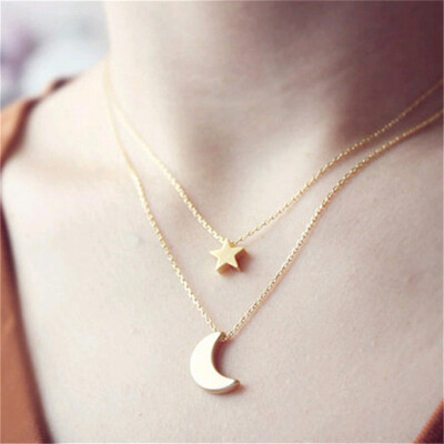 

Fashion Gold Silver Color Moon Star Pendant Necklace Women Choker Necklace Bohemian Collar Jewelry Christmas Gift bijoux Femme