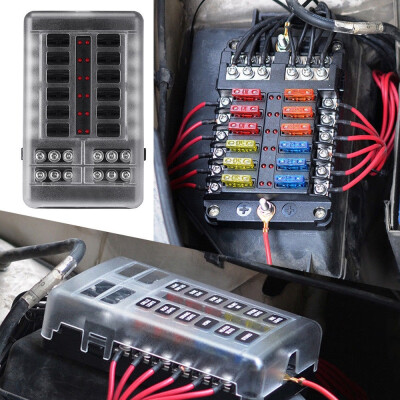 

12 Ways Fuse Box Bus Bar Car Marine Fuse Box Holder with LED Indicator