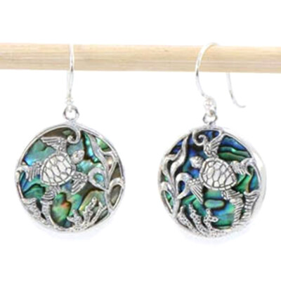 

2019 New Colorful Hollow Turtle Earrings For Women Gift Turtle Hollowed Out Water Flower Earrings