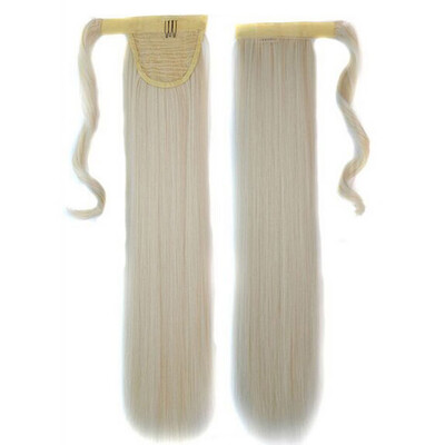 

Gobestart Real New Clip In Human Hair Extension Straight Pony Tail Wrap Around Ponytail