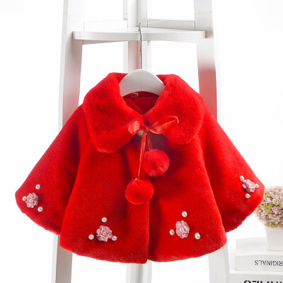 

Infant Baby Girls Autumn Winter Warm Coat Cloak Jacket Cute Kids Flower Pattern Outerwear