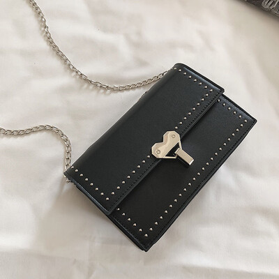 

Tailored Womens Fashion Rivet Small Square Bag Solid Color Diagonal Bag Shoulder Bag