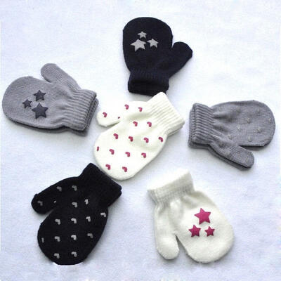 

Kids Dot Star Heart Pattern Mittens Boys Girls Soft Knitting Warm Gloves