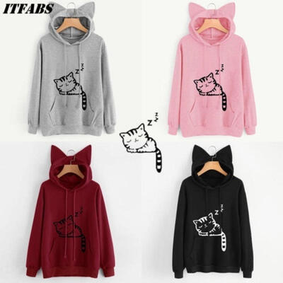 

Hot Women Long Sleeve Hoodie Sweatshirt Sweater Hooded Jumper Coat Pullover Tops Size  M L XL XXL