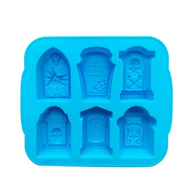 

3D Tombstone Shaped Ice Cube Tray Maker Silicone Ice Cube Mold 6-grid Ice Mould with Lid for Bar Party DIY Ice Cream Tools