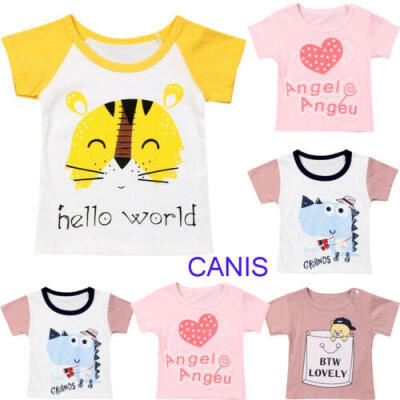 

Toddler Kid Baby Boy Girl Top Summer T-shirt Sequins Short Sleeve Cotton Clothes