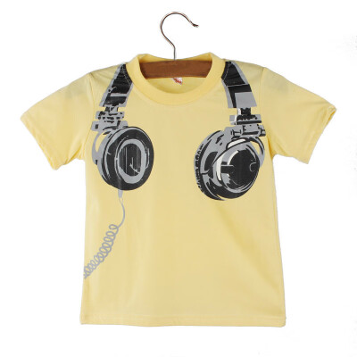 

Boy Kids Summer Casual Headphone Short Sleeve Tops Blouses T Shirt 90