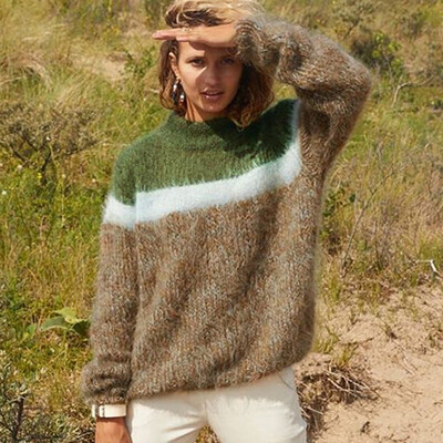 

Tailored Women Fashion Color Block Knitted Turtleneck Long Sleeve Sweater Top Blouse