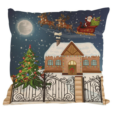 

Tailored New Christmas Cotton Linen Pillow Case Sofa Cushion Cover Home Decor A