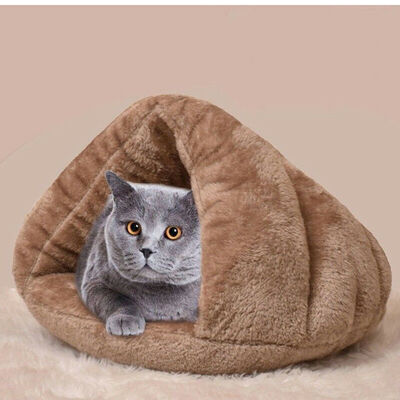 

Pet Dog Cat Cave Igloo Bed Basket House Kitten Soft Cozy Indoor Cushion Kennel