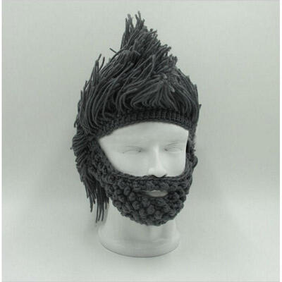 

Unisex Winter Crochet Knit Beard Beanie Mustache Face Mask Ski Warm Hat Fuzz Cap