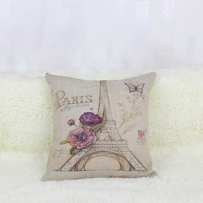 

Retro Eiffel Tower Linen Throw Pillow Case Cushion Cover Home Sofa Art Decor