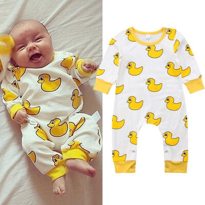 

Toddler Newborn Baby Boy Girl Cartoon Duck Romper Bodysuit Jumpsuit Outfits Clothes 0-24M