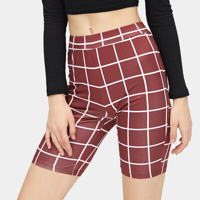 

Tailored Womens Fashion Plaid High Stretch Leggings Fitness Pants Cycling Shorts